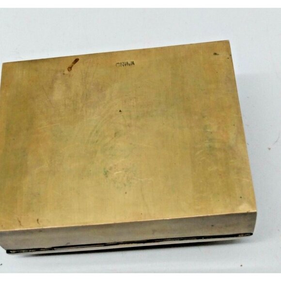 Vintage Brass Trinket/Jewelery Box with Floral design and Jade stone - Picture 9 of 11